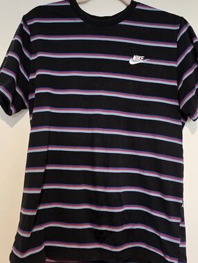 Nike Men's Black Striped Crew Tee Sz M